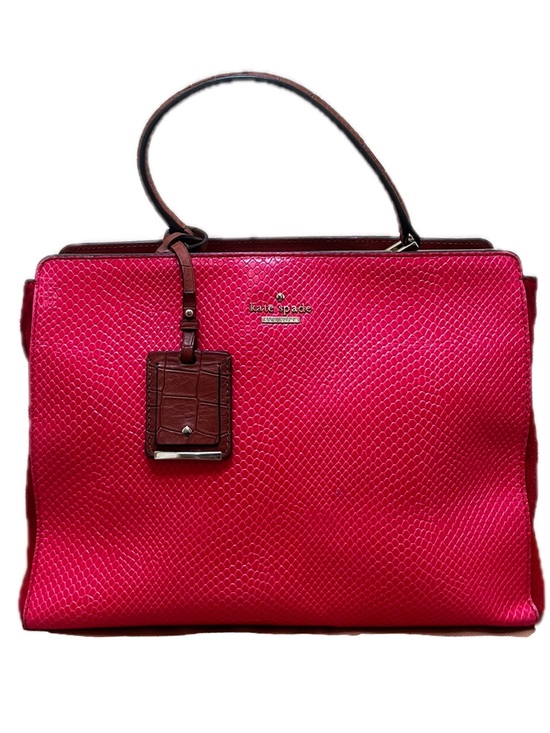 kate spade Handbags - Kate Spade Angelika Prembrey Place Red Snake Embossed Leather & Suede Satchel